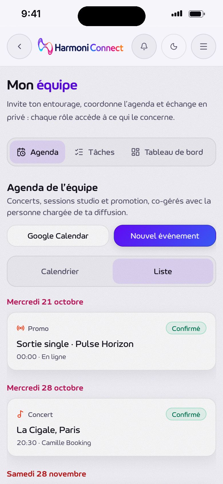 L'agenda de l'équipe : la sortie du single, les concerts.