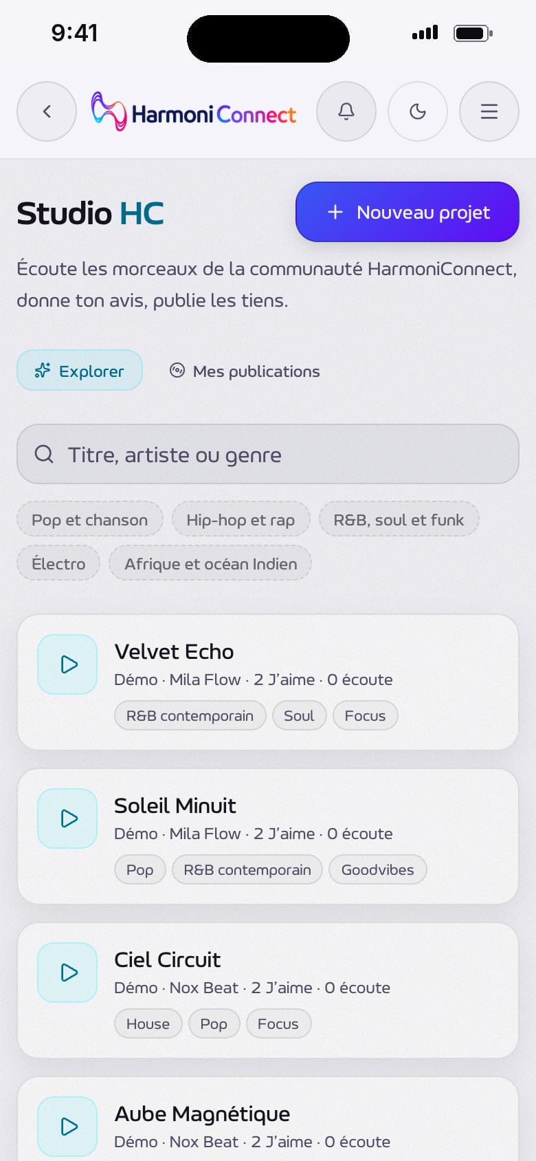 Studio HC côté studio : les morceaux de la communauté, à écouter et à commenter.