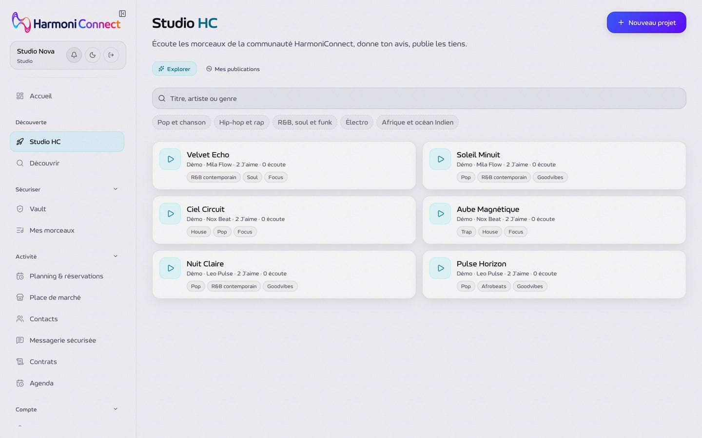Studio HC côté studio : les morceaux de la communauté, à écouter et à commenter.