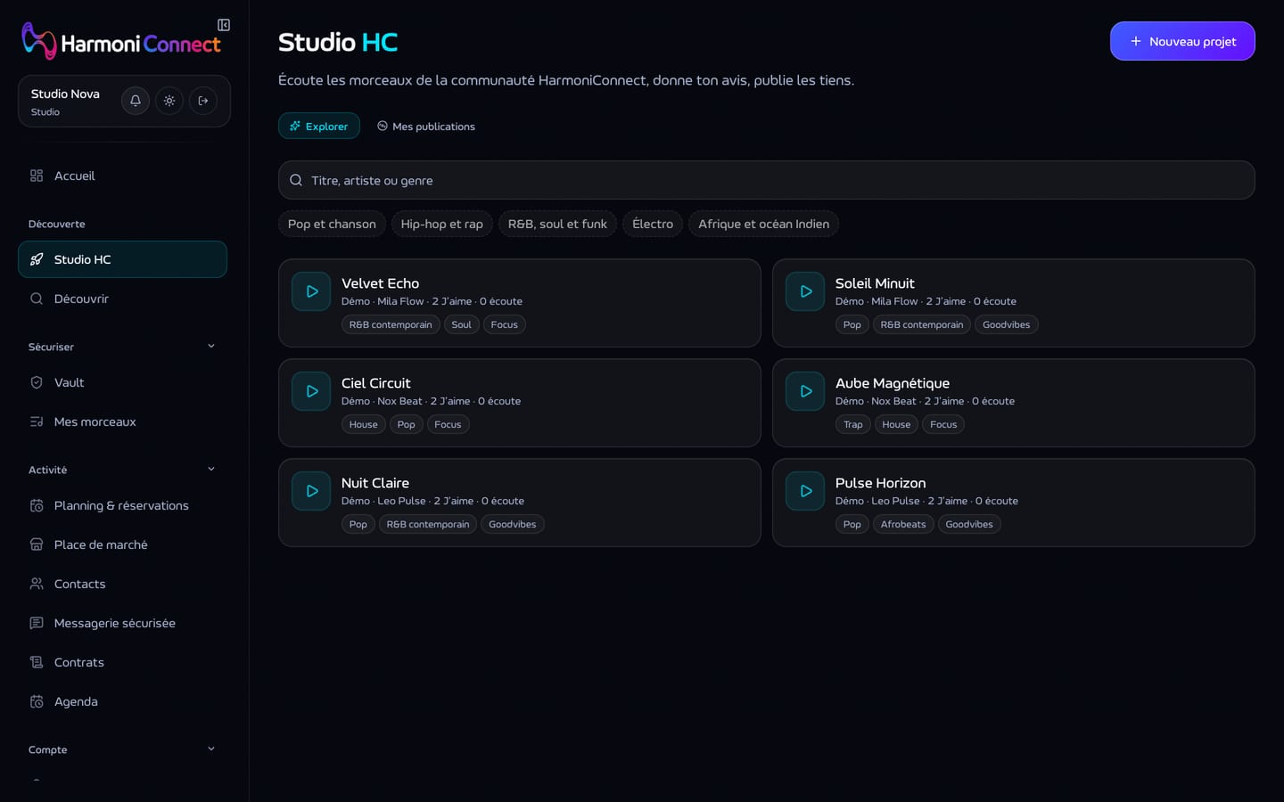 Studio HC côté studio : les morceaux de la communauté, à écouter et à commenter.